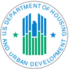 Official U.S. Department of Housing and Urban Development (HUD) emblem featuring a stylized house and stars.