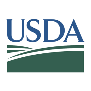United States Department of Agriculture (USDA) logo, featuring a stylized green field and blue sky.
